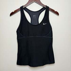 Nike Dri-Fit Women Black Athletic Tank Top Shelf Bra Medium